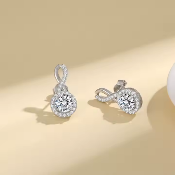 Moonlit Shine Moissanite Drop Earrings – 925 Sterling Silver - Image 3