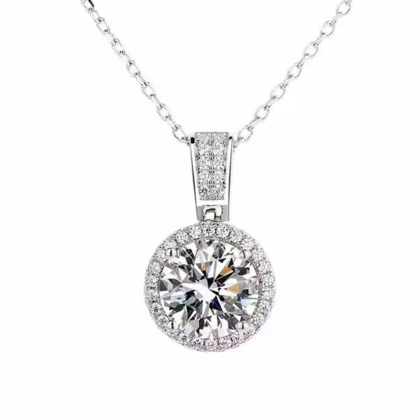 Opal Radiance Moissanite Pendant – 925 Sterling Silver