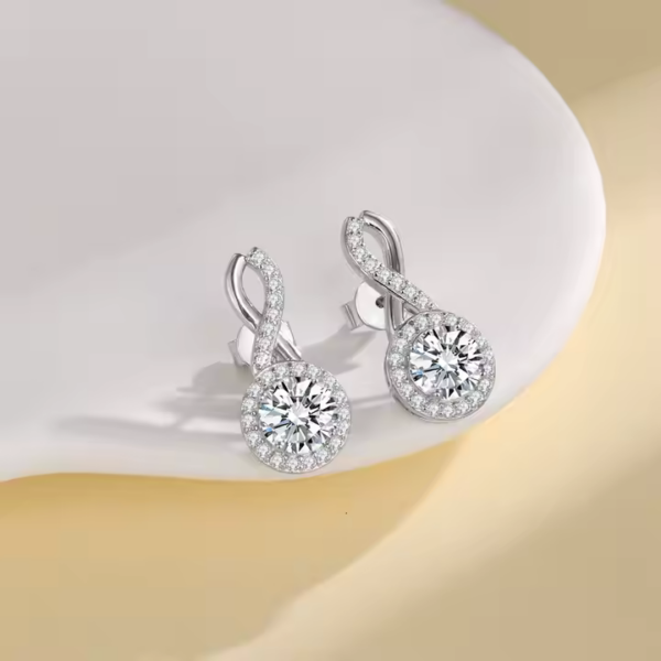 Moonlit Shine Moissanite Drop Earrings – 925 Sterling Silver - Image 2